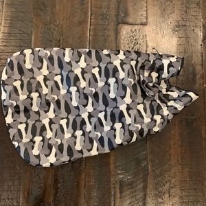 Small dog rain jacket with bone design- compatible with leash opening at top